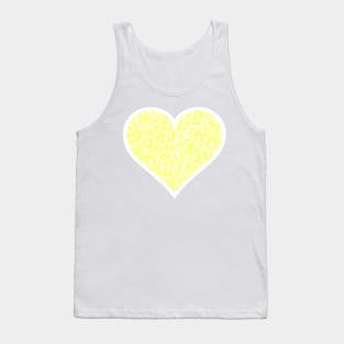 Yellow and White Leopard Print Heart Tank Top